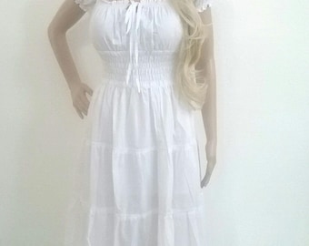 Renaissance Chemise Dress Long Tiered Cotton Pirate Medieval Elvin Regular