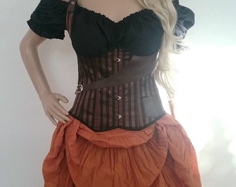 Steampunk Pirate Dress Stripes Renaissance Medieval Gothic