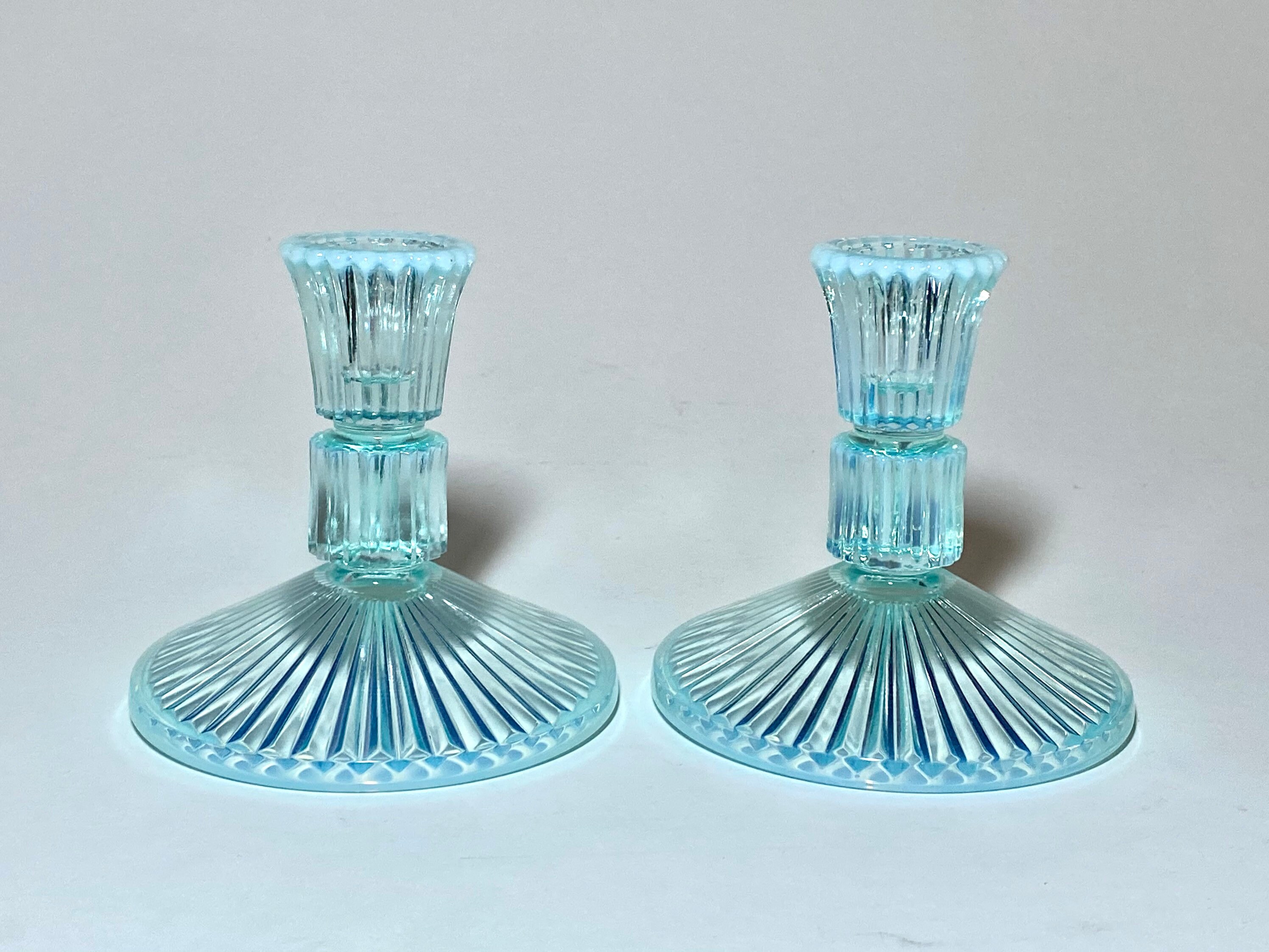 Vintage Fenton Sheffield Blue Opalescent Pair of Candle Etsy