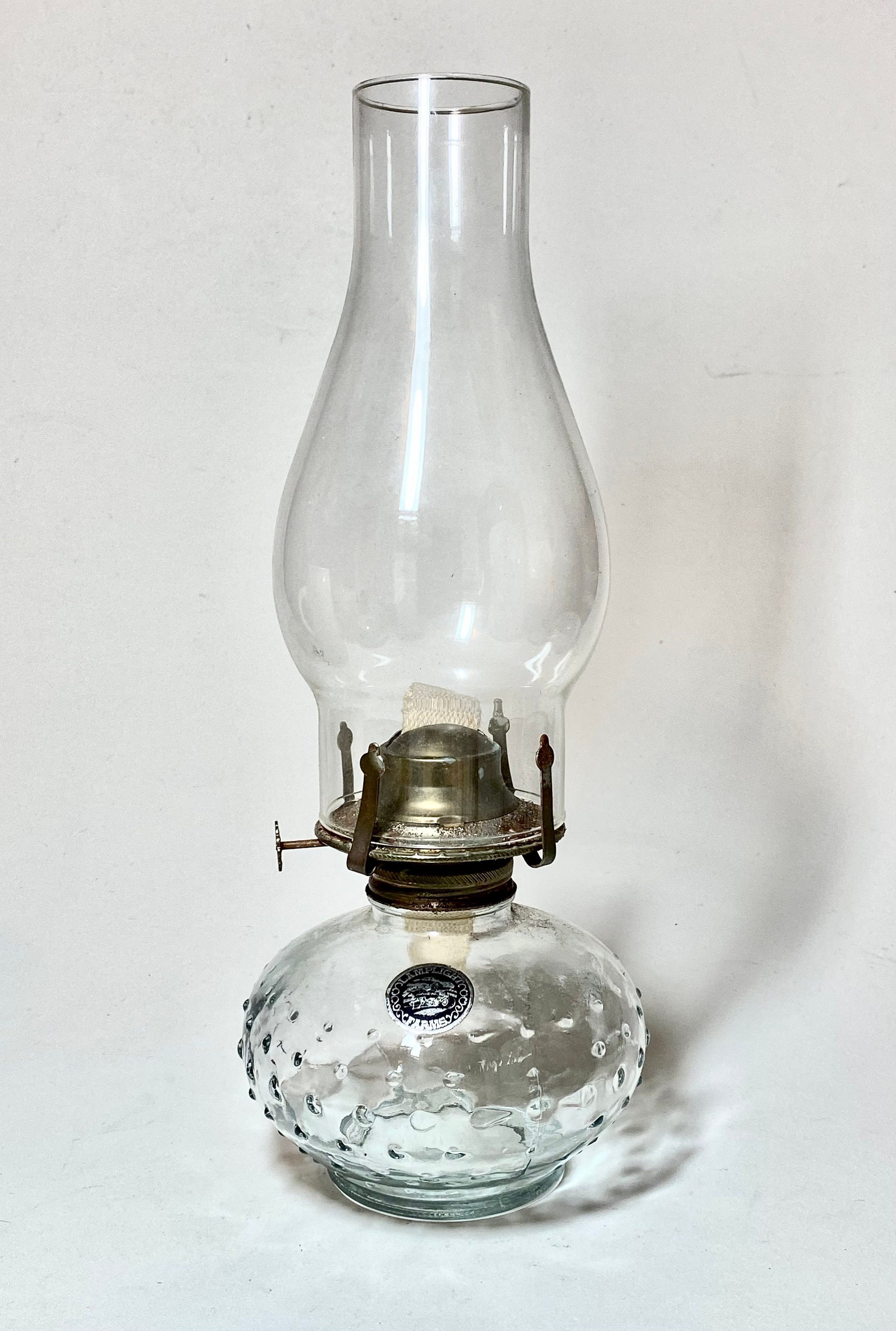 Vintage Hurricane Kerosene Oil Lamp Black White Rose Chimney Farmhouse