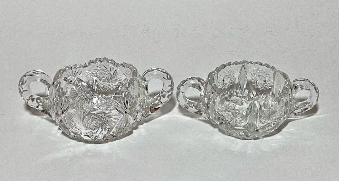 2 Vintage Cut Crystal Sugar Bowls Etsy