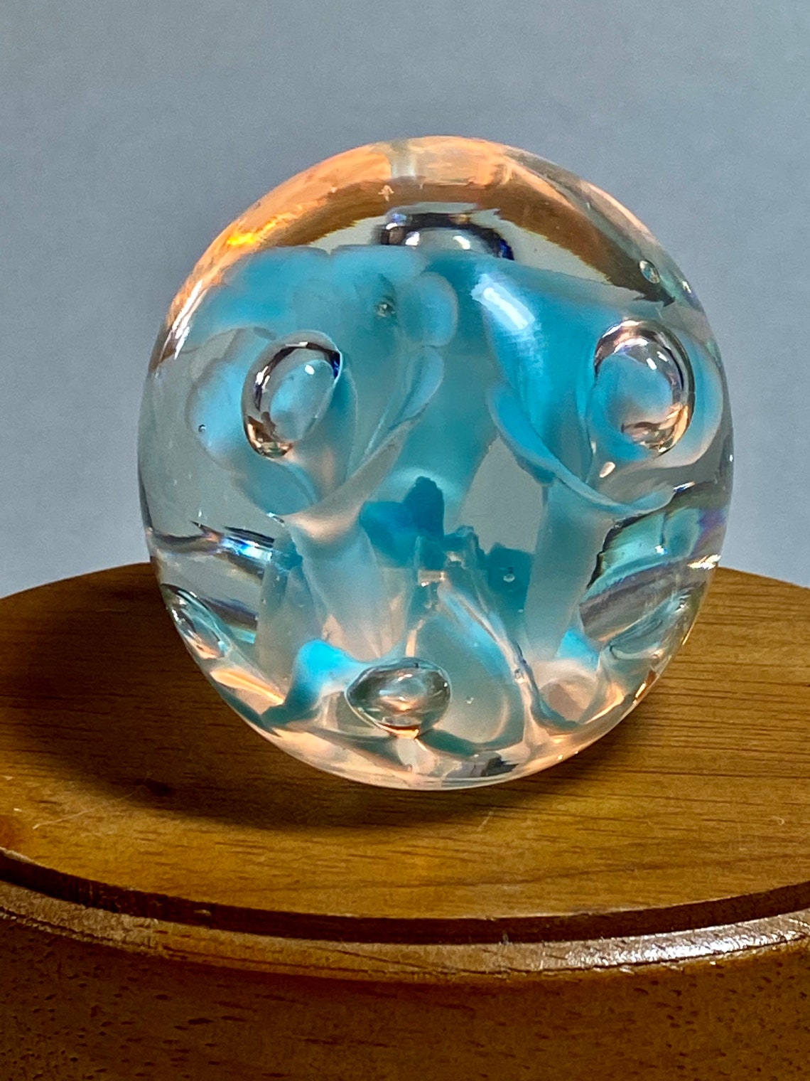 Vintage Gibson Hand Blown Floral Paperweight Etsy