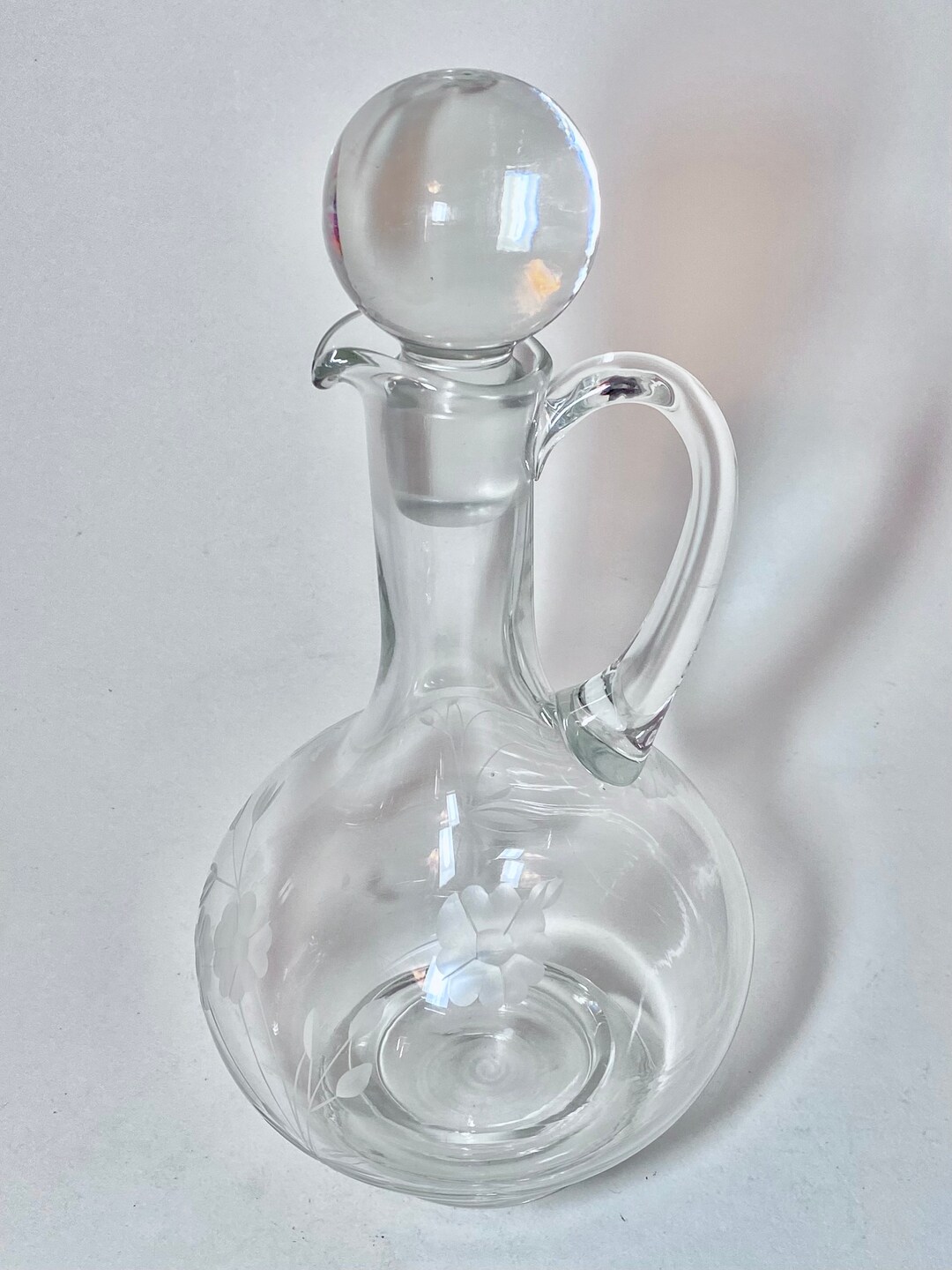 Vintage Princess House Crystal Decanter With Applied Handle and Large