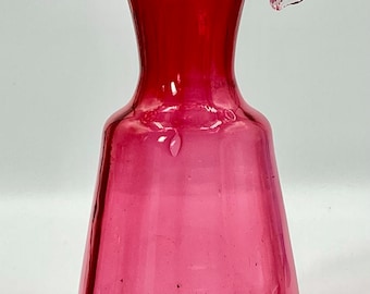 Vintage Cranberry Clear to Cranberry Ruffled Edge Vase