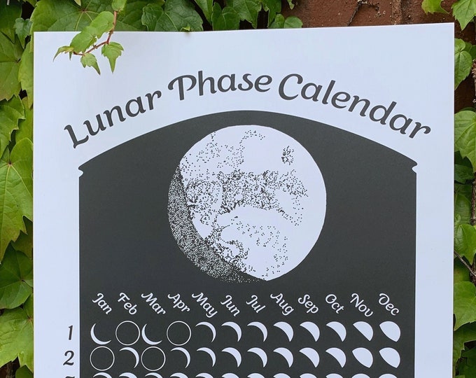 2022 Lunar Phase Calendar Black, 2022 Moon Calendar, the Original Lunar
