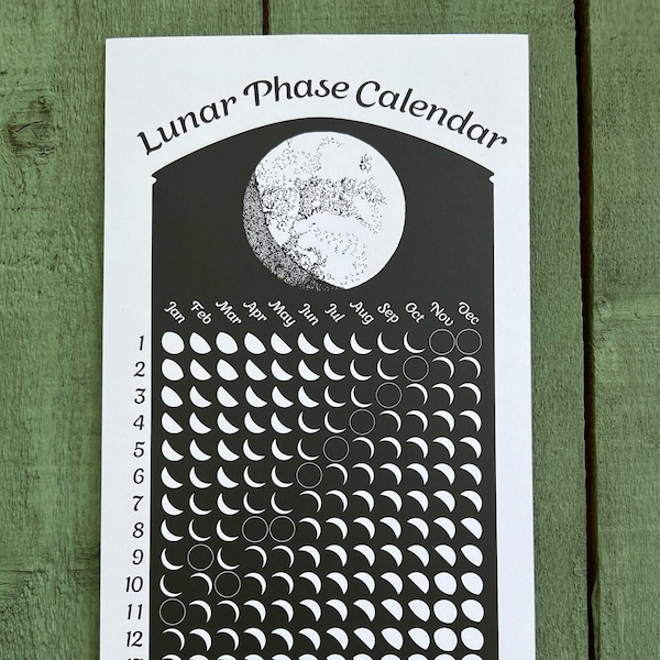 2024 Black Lunar Phase Calendar,  2024 Lunar Phase Calendar, 2024 Moon Calendar, The Original Lunar Phase Poster