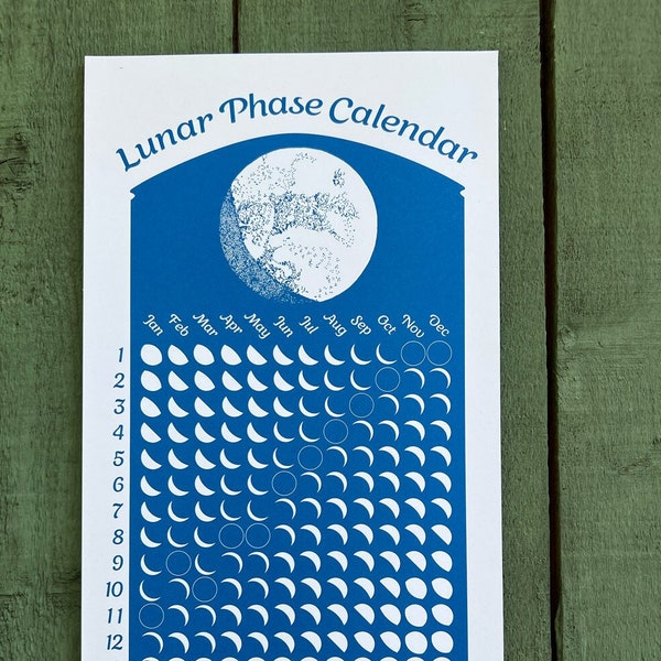 2024 Sky Blue Lunar Phase Calendar, 2024 Lunar Phase Calendar, 2024 Moon Calendar, The Original Lunar Phase Poster