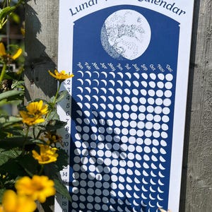 Calendario de fases lunares azul medianoche 2025, Calendario de fases lunares 2025, Calendario lunar 2025, Póster original de fases lunares
