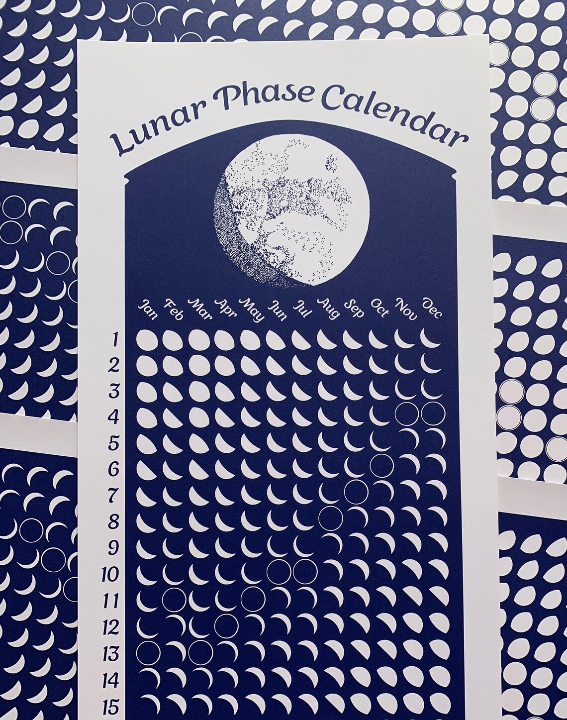 2021 Lunar Phase Calendar Blue 2021 Moon Calendar The Etsy
