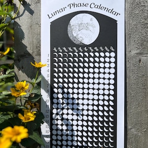Calendario de fases lunares negras 2025, calendario de fases lunares 2025, calendario lunar 2025, póster original de fases lunares