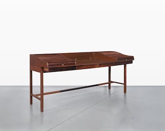 Vintage Rosewood Tambour Door Desk by Edward Wormley for Dunbar, 1950s