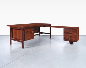 Danish Modern Rosewood L-Shaped Desk by Arne Vodder for H.P. Hansen