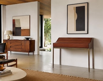 Mid-Century Walnut Roll-Top Desk by John Kapel for Glenn of California