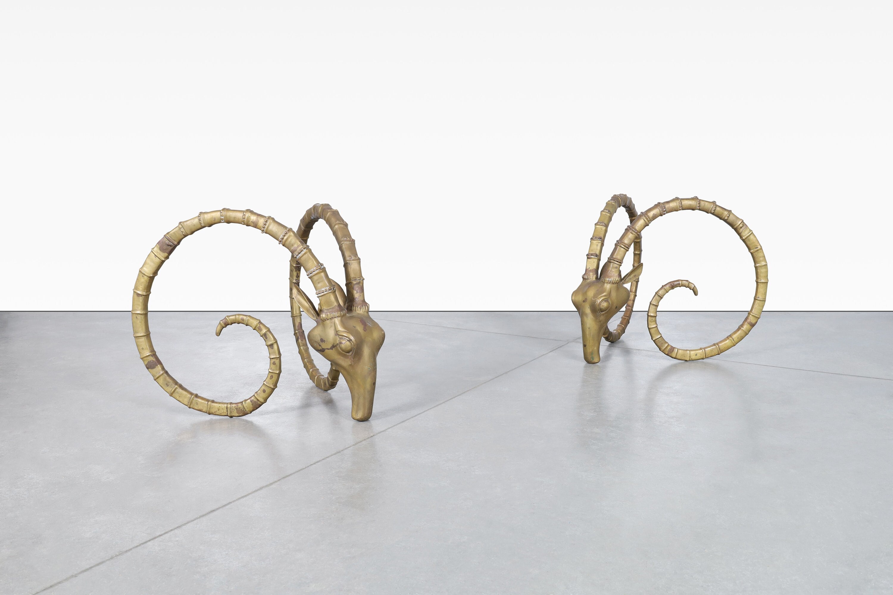 Exceptional Brass Ibex Rams Head Dining Table in the Style of