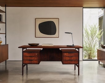 Danish Modern Floating Top Rosewood Desk Modern 75 by Gunni Omann
