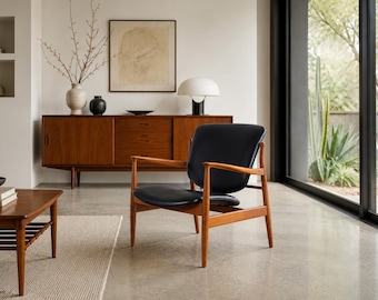 Danish Modern FD-136 Teak and Leather Lounge Chair by Finn Juhl