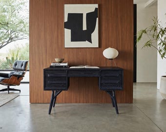 Vintage Black Cerused Desk by Jack Van Der Molen for Jamestown Lounge Co.