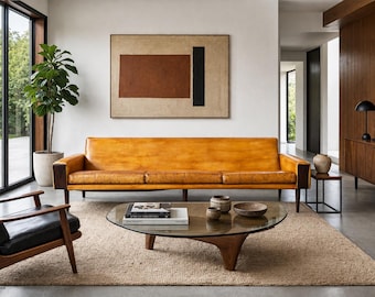 Mid-Century Modern Brazilian Rosewood and Leather Sofa, 1960s