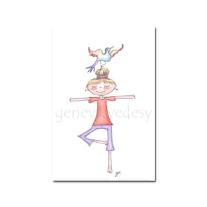 4 x 6 Original Drawing Yoga Bird