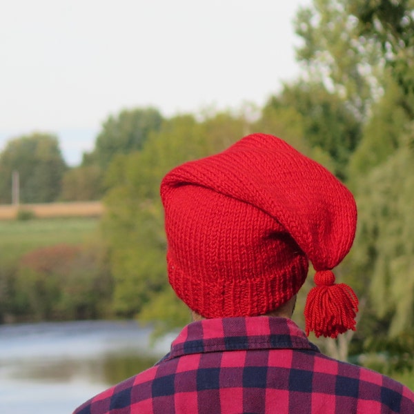 Pure wool voyageur hand-knitted cap - Liberty Cap - Coureur des Bois toque - Machault Cap - Patriots Hat - Historical Hat