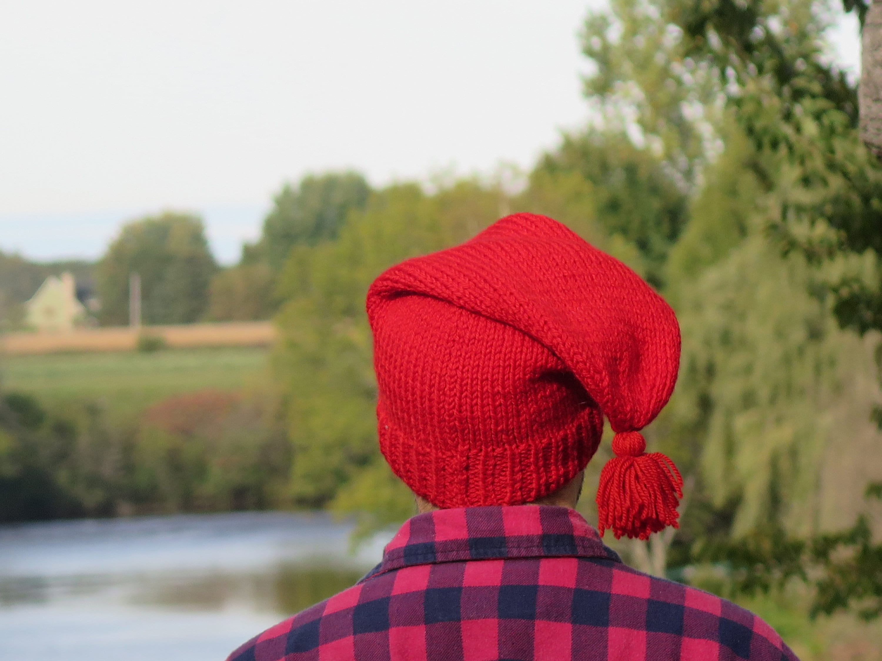 red wool french canadian voyeur hat