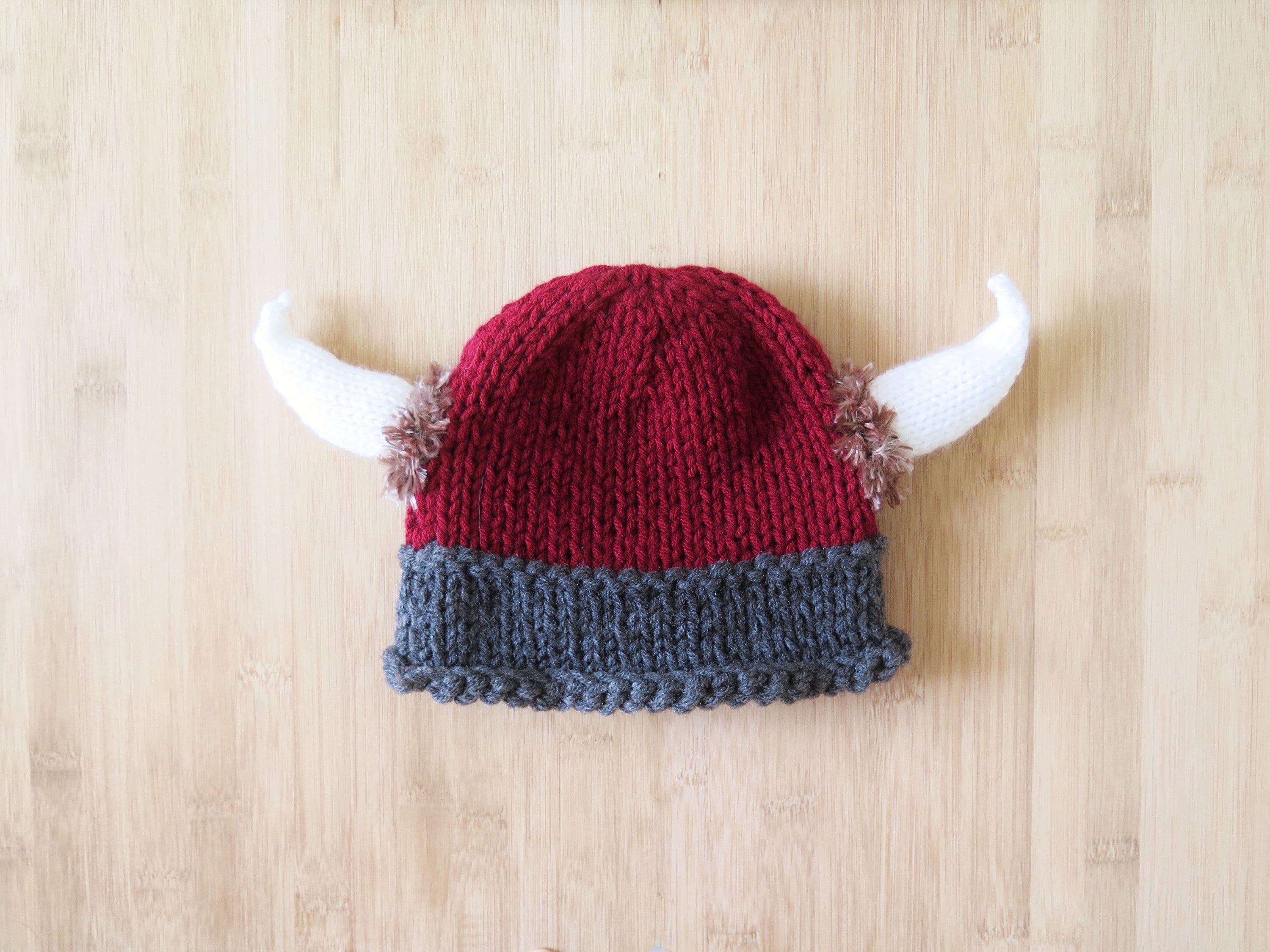 Knitted Viking Hat Knit Viking Hat with horns and fur Etsy