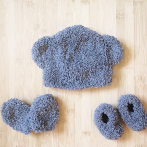 Grey Koala Newborn Set - Baby koala Hat, mittens and slippers