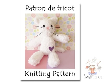 Instant Download Knitting Pattern of a Cat Plush Toy (English and French) - Digital PDF