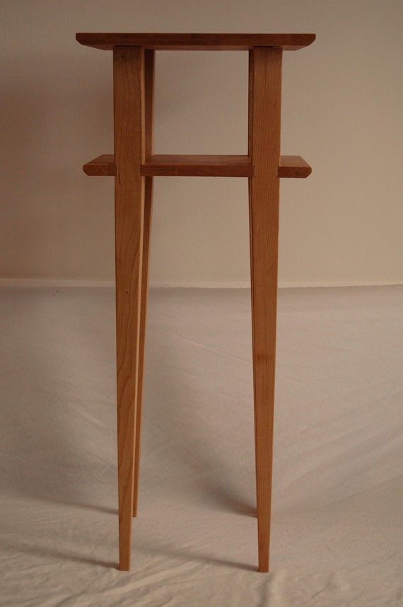 Cherry Asian Side Table With Shelf Etsy UK