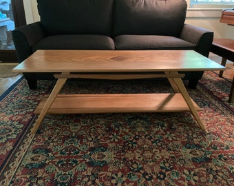 Modern cherry herring bone coffee table