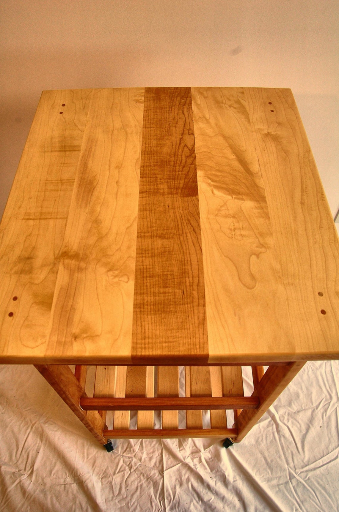 Hard Maple and Cherry Rolling Kitchen Cart Etsy