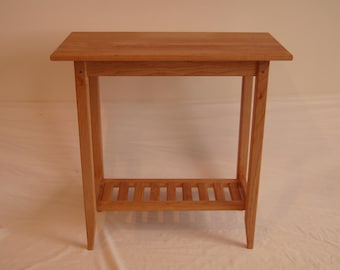 Long Cherry Shaker Style Side Table with Shelf