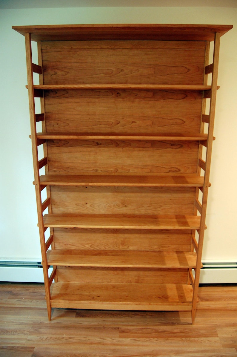 Cherry Asian Style Tall Bookshelf with Adjustable Shelves Cherry Asian Style Tall Bookshelf with Adjustable Shelves
