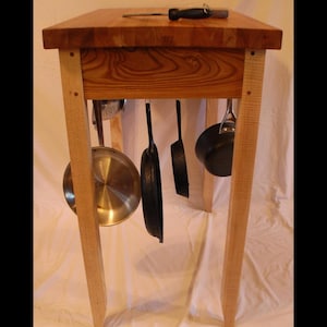 Kitchen butcher block with Pot Hooks