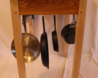 Kitchen butcher block with Pot Hooks