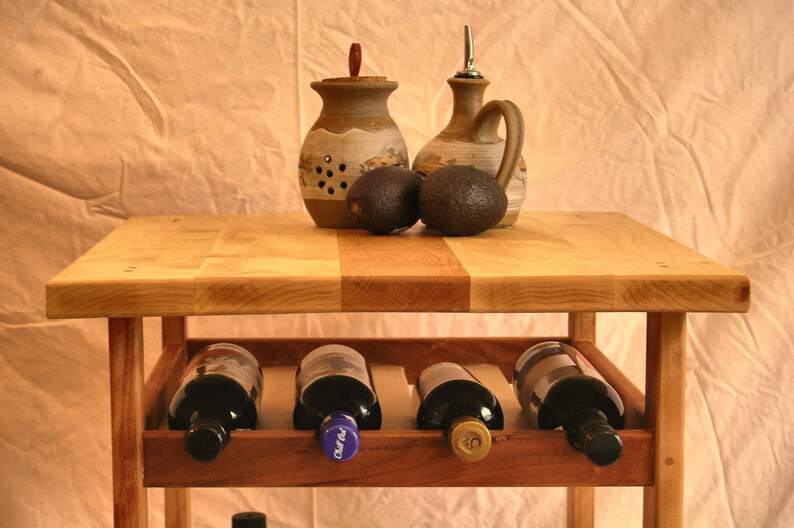 Hard Maple and Cherry Rolling Kitchen Cart Etsy