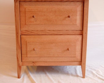 Oak Shaker Style Two Drawer Nightstand