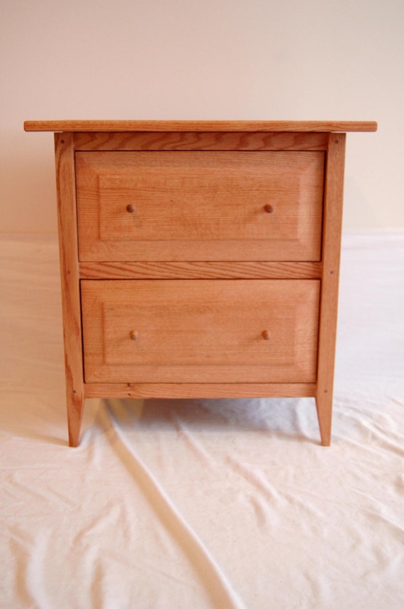 Oak Shaker Style Two Drawer Nightstand Etsy