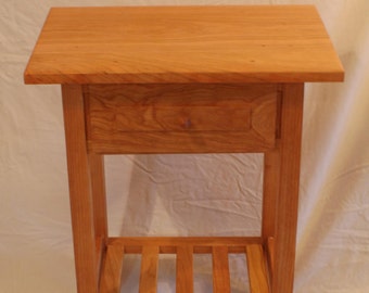 Cherry Shaker Style Nightstand / End Table With Drawer and Shelf
