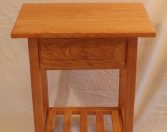 Cherry Shaker Style Nightstand / End Table With Drawer and Shelf