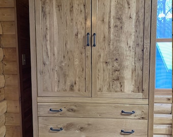 Rustic White Oak Three Drawer Wardrobe