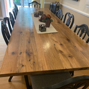 Reclaimed Oak and Steel Base Dining Table