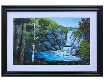 Atley's Waterfall Landscape Framed Art Print Home Decor