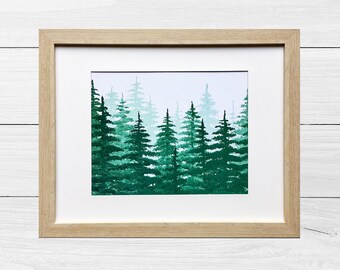 Pine Tree Forest Fade Framed Art Print Nature Inspired Home Decor