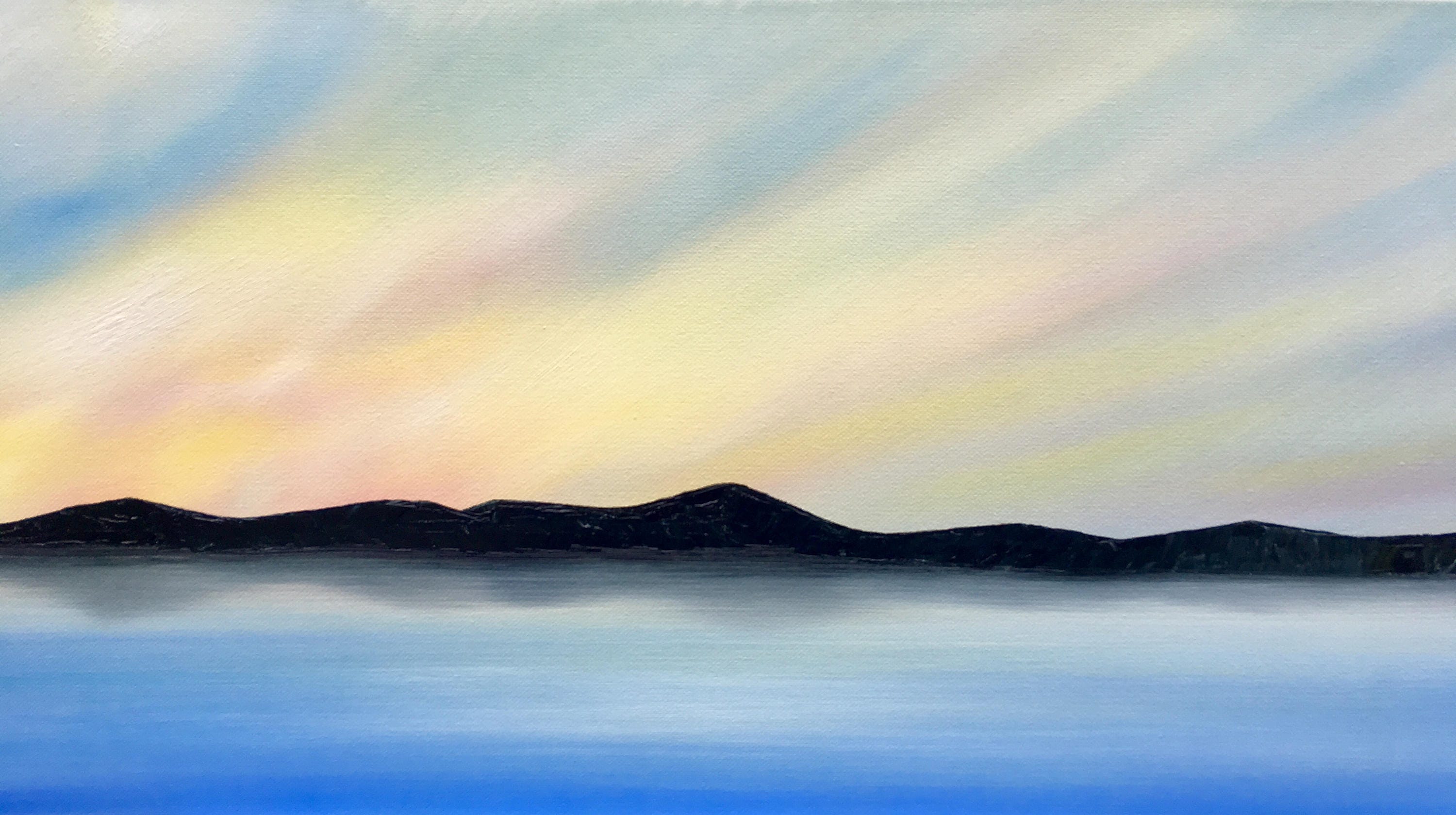 Sonnenuntergang Silhouette auf Lake George Original Ölgemälde - Etsy.de