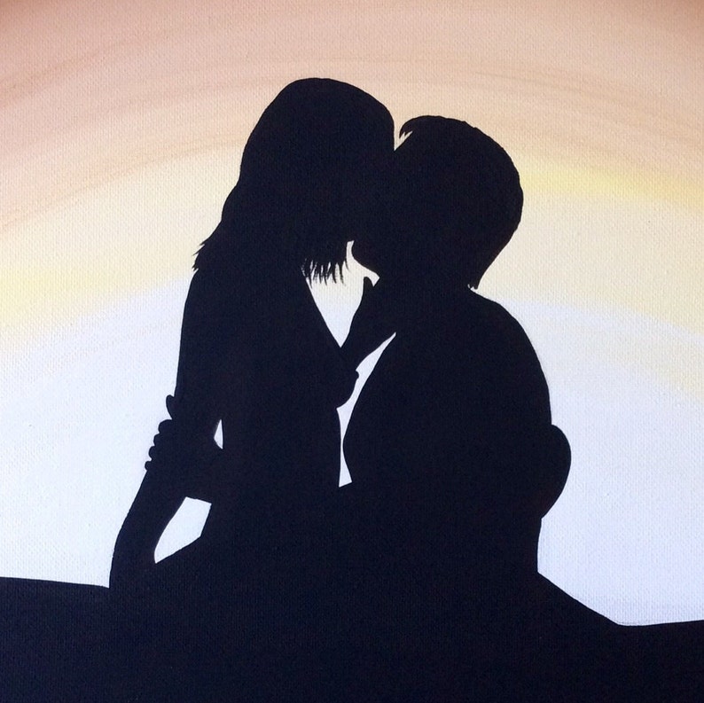 Passion, Romance, Love, Couple's Silhouette Art Print image 1