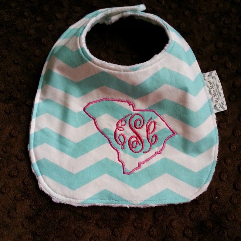 Custom state monogram bib made to order Etsy