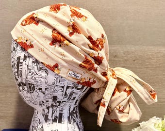 Ponytail Satin Lined Scrub Cap