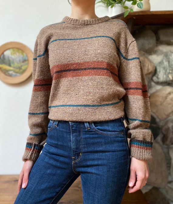 Vintage women's wool sweater, striped pullover, wo