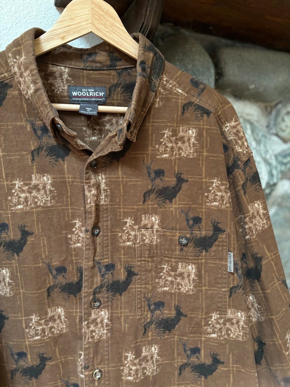 Vintage Woolrich deer pattern button up shirt, XL,